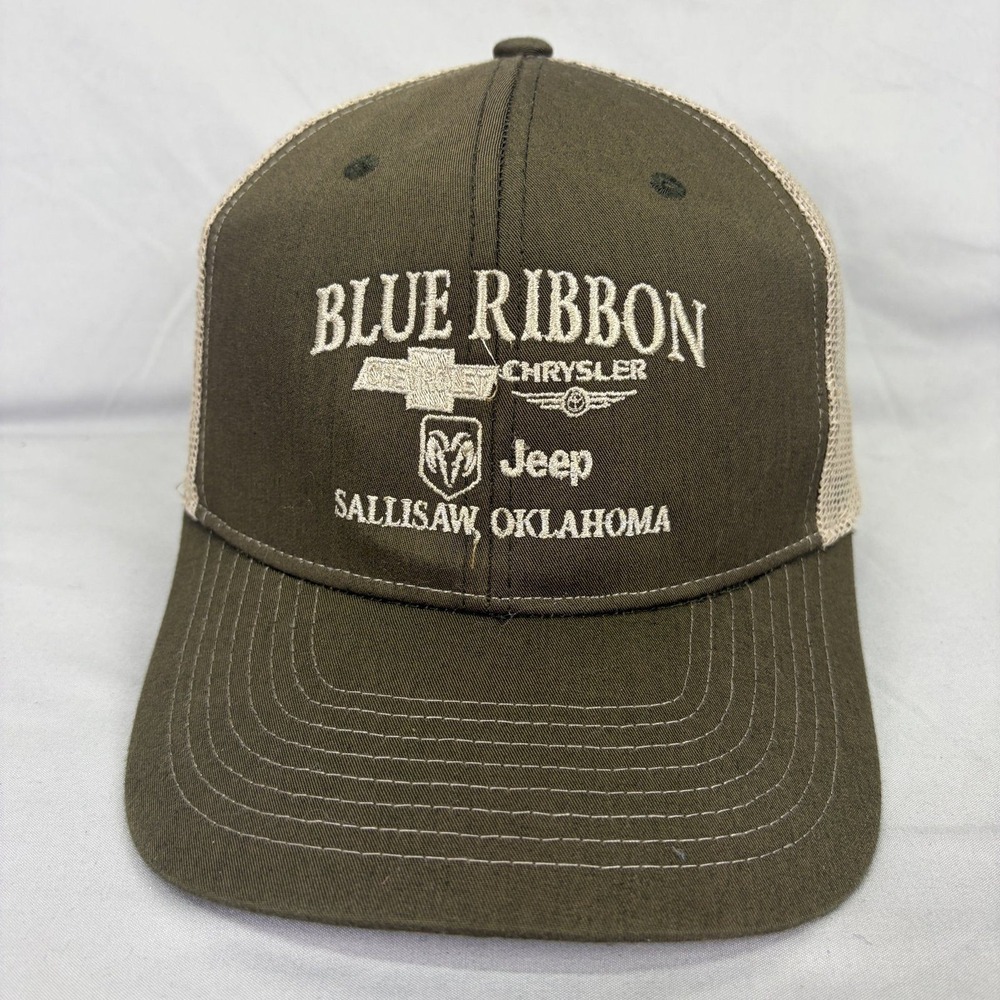 Cobra Trucker Hat Blue Ribbon Chrysler Jeep Mens OSFM Green Tan Mesh Snapback